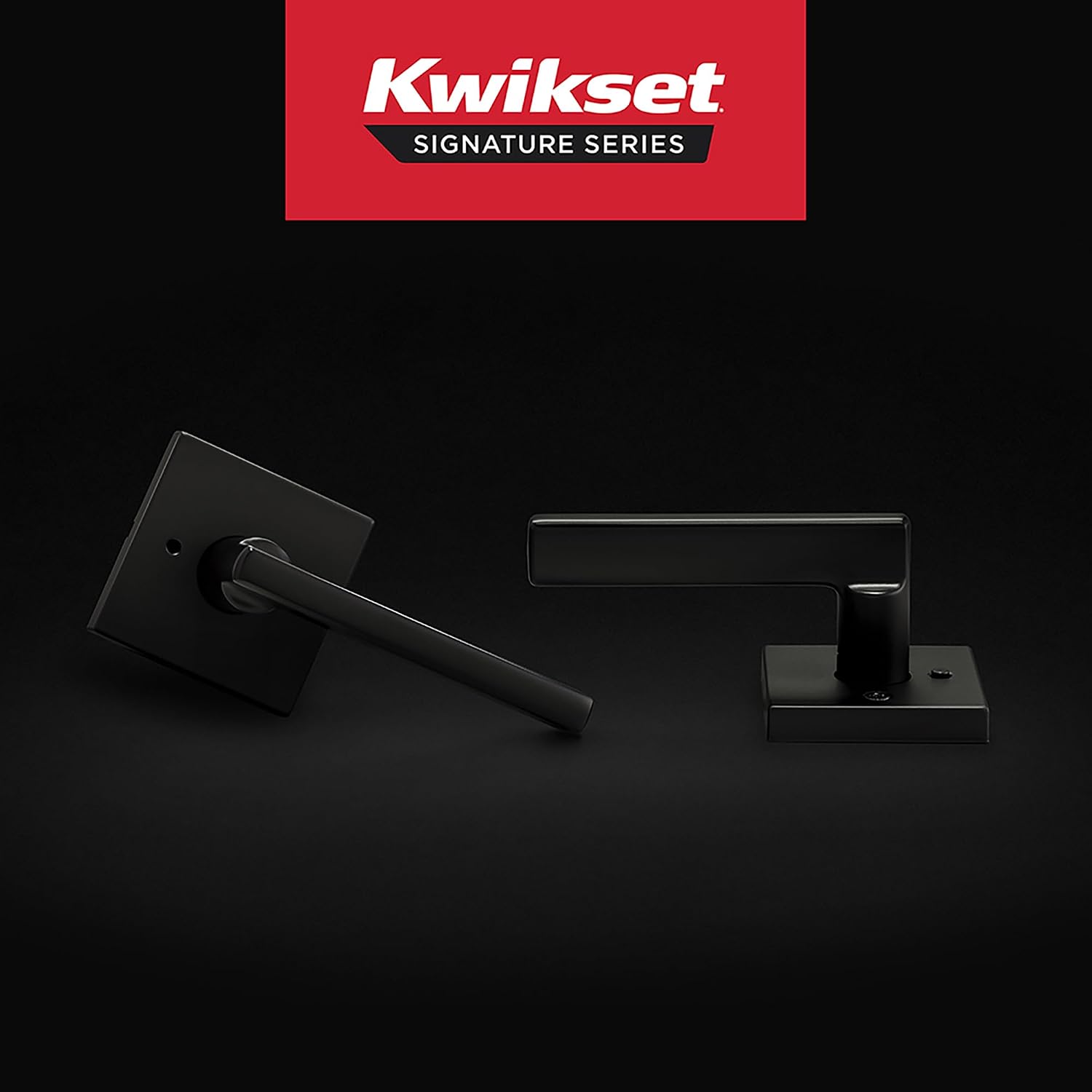Kwikset Halifax Interior Privacy Door Handle with Lock,Door Lever for Bathroom and Bedroom,Matte Black Reversible Keyless Push Button Lock_Door Lever,with Microban Protection,Square Rose (Pack of 12)
