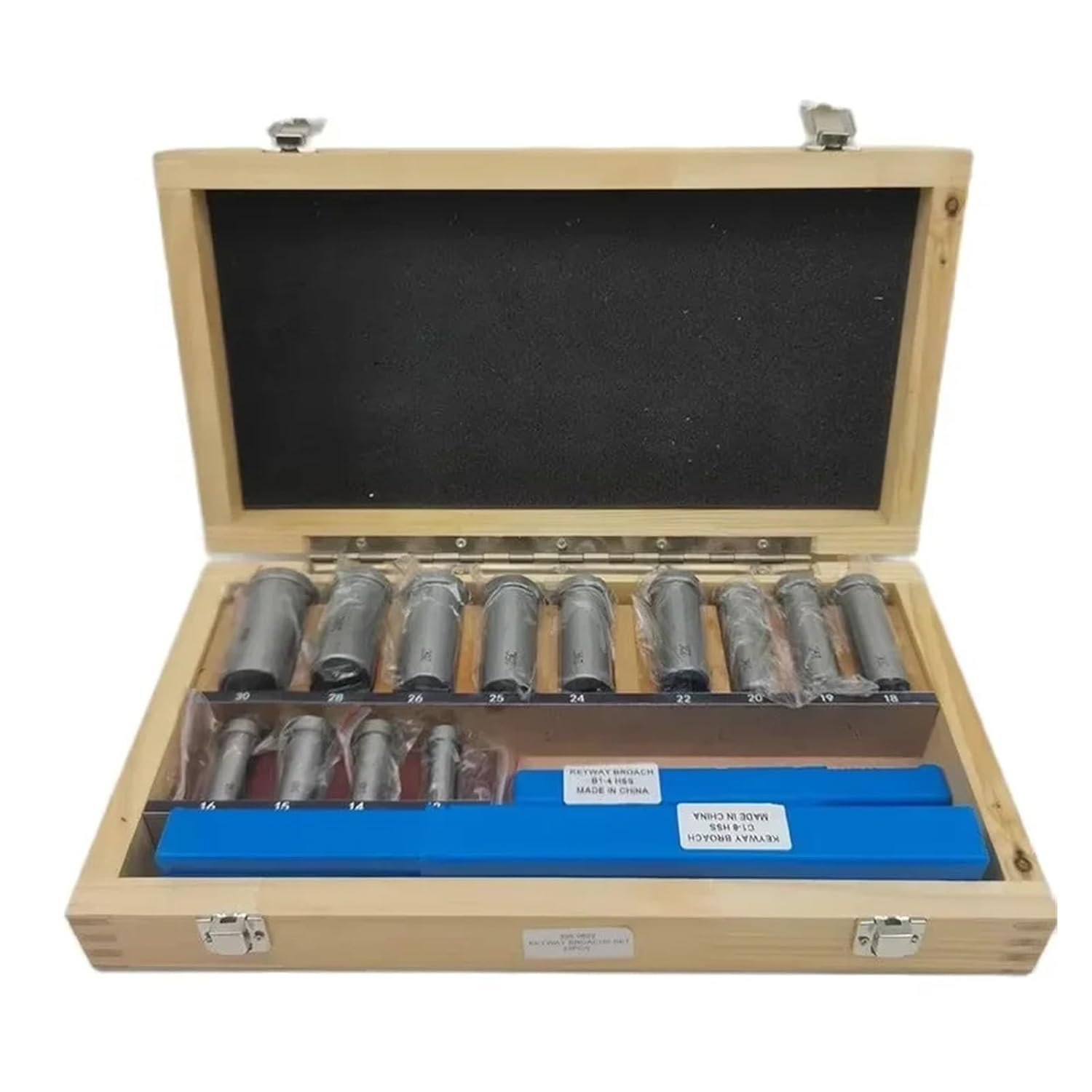 Keyway Broach Kit 22Pcs Keyway Broach Sets Industrial Tools for Lathe Metric Size 4/5mmB1 6/8mmC Broaches 13p Bushings 5p Shims Metalworking Tool