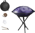 432Hz/440hz Handpan Drum for Adults Steel Hand Pan Drum 9/10/12 Notes Handpan Instrument in D Minor with Hand Drum Stand Soft Hand Pan Bag Mallets 22 Inches(Deep purple,432HZ/12Note)
