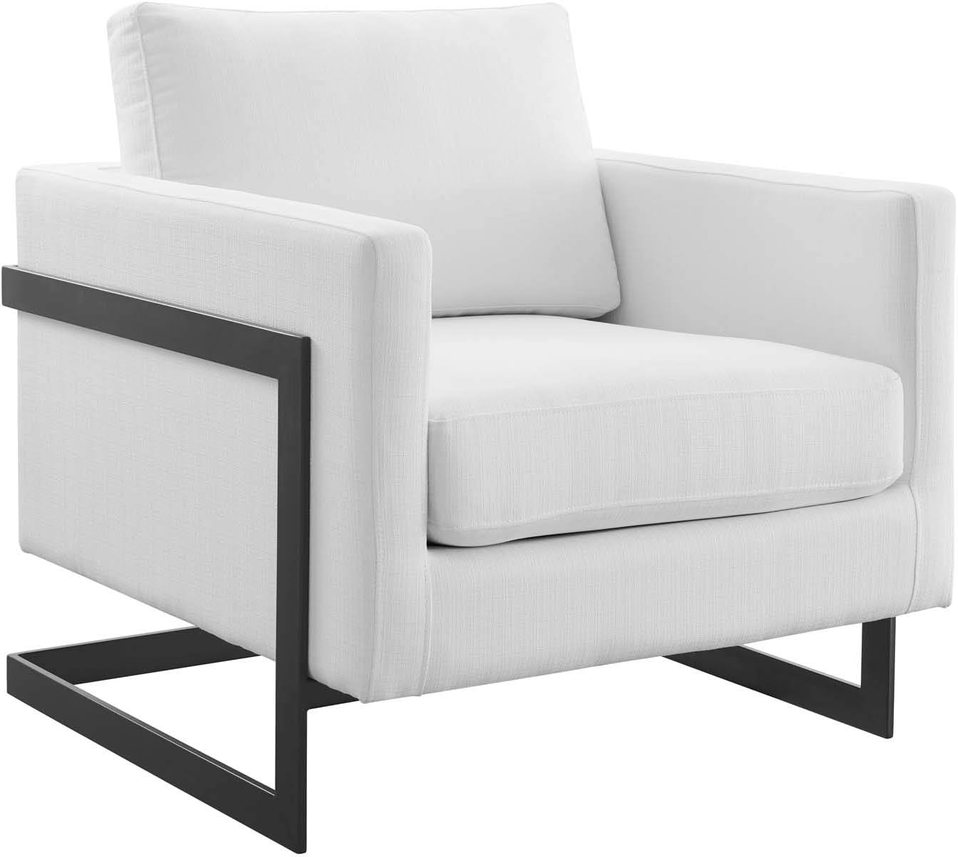 Posse Upholstered Fabric Accent Chair in Black White