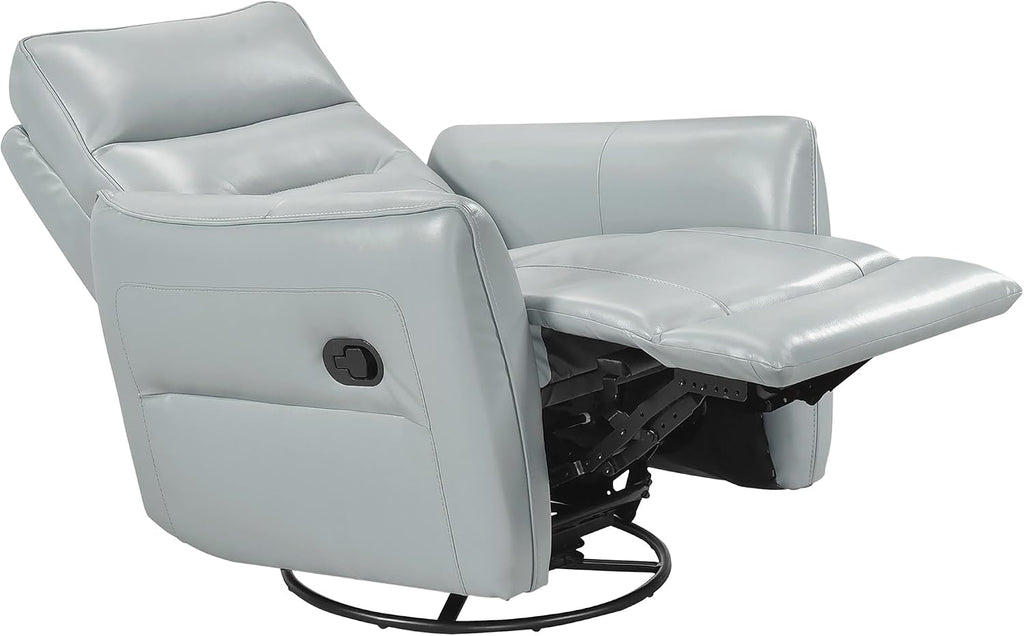 Lexicon Swivel Glider Reclining Chair, Top Grain Leather Match Manual Recliner, Comfy Nursery Glider Recliner, Swivel Reclining Chair for Living Room/Office/Bedroom/Apartment, Aqua
