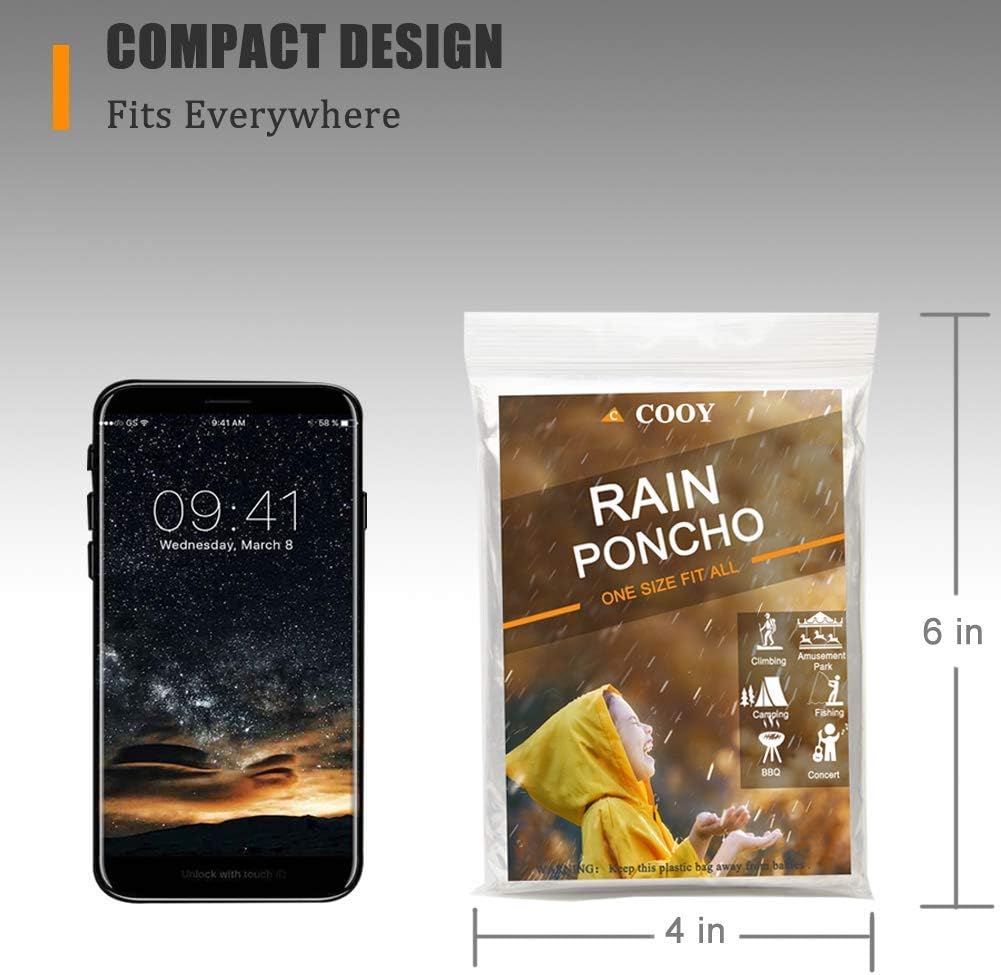 COOY Rain Ponchos,with Drawstring Hood （10 Pack） Emergency Disposable Rain Ponchos Family Pack for Adults,Clear