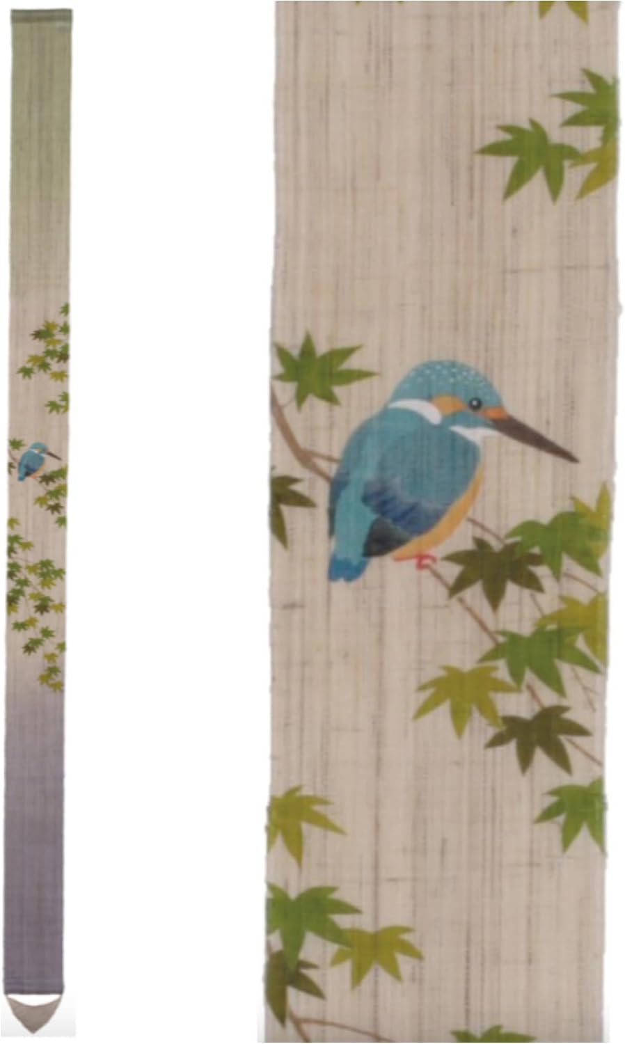 KYOTO RAKUSHIAN Japanese Wall Tapestry Hanging Scroll (Kingfisher) Mini Long and Narrow/Made in Japan Linen 100% Japanese Asian Oriental Room Home Bedroom Aesthetic Decor