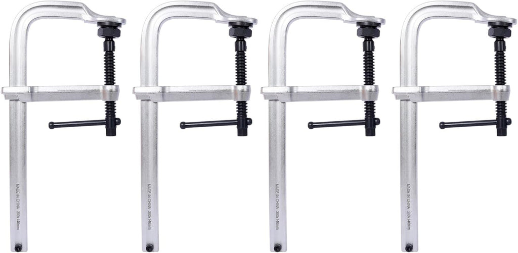 4 Pack 12 Inch Heavy Duty Drop-Forged F-Clamp, 5-1/2 Inch Throat Depth, Adjustable Swivel Jaw Quick Release Handle Bar Clamps,Alloy Steel Clamp for Woodworking