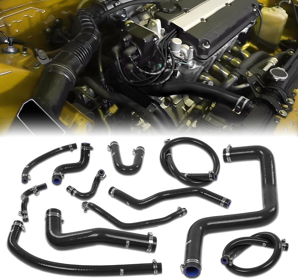 G-PLUS Silicone Radiator Hose Kit w/Clamps Compatible with Honda/Acura Integra DC4 DB7 RS LS GS SE with B18B1 Engine 1994-2001 Black