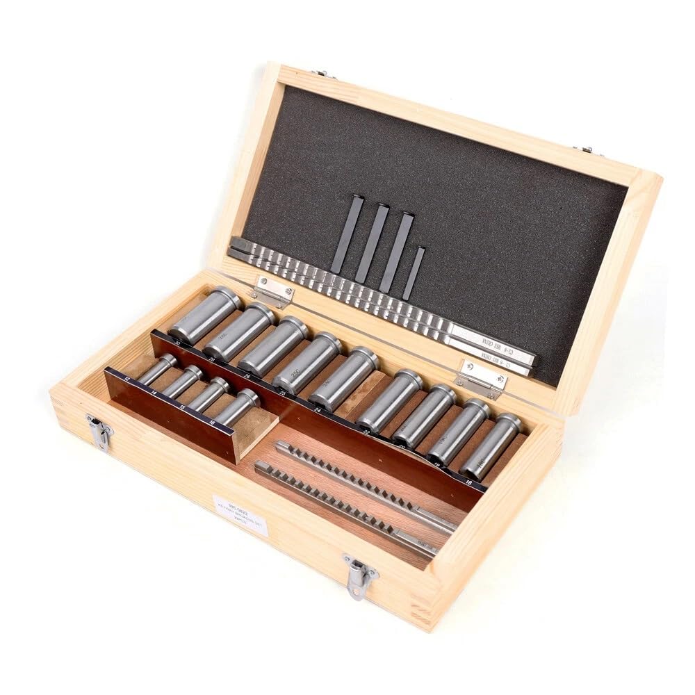 22 Pcs Keyway Broach Kit 4X Broaches & 5X Shims Keyway & 13x Bushings Metric Keyway Broach Set High-Speed Steel Metalworking Industrial Tools