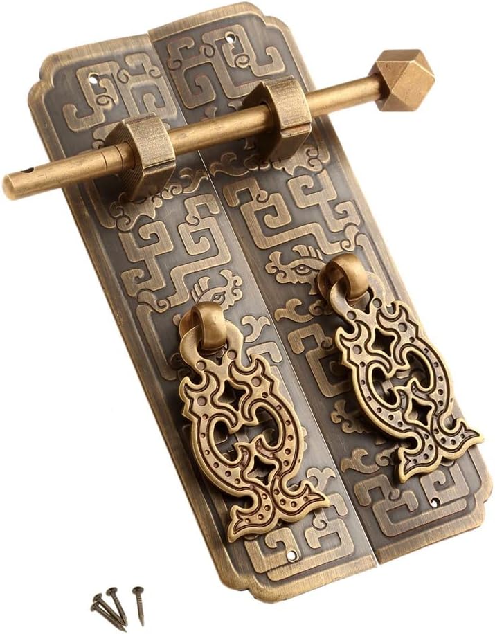 Antique Cabinet Padlock Classic Door Latch Furniture Hardware Brass Decorative Handle