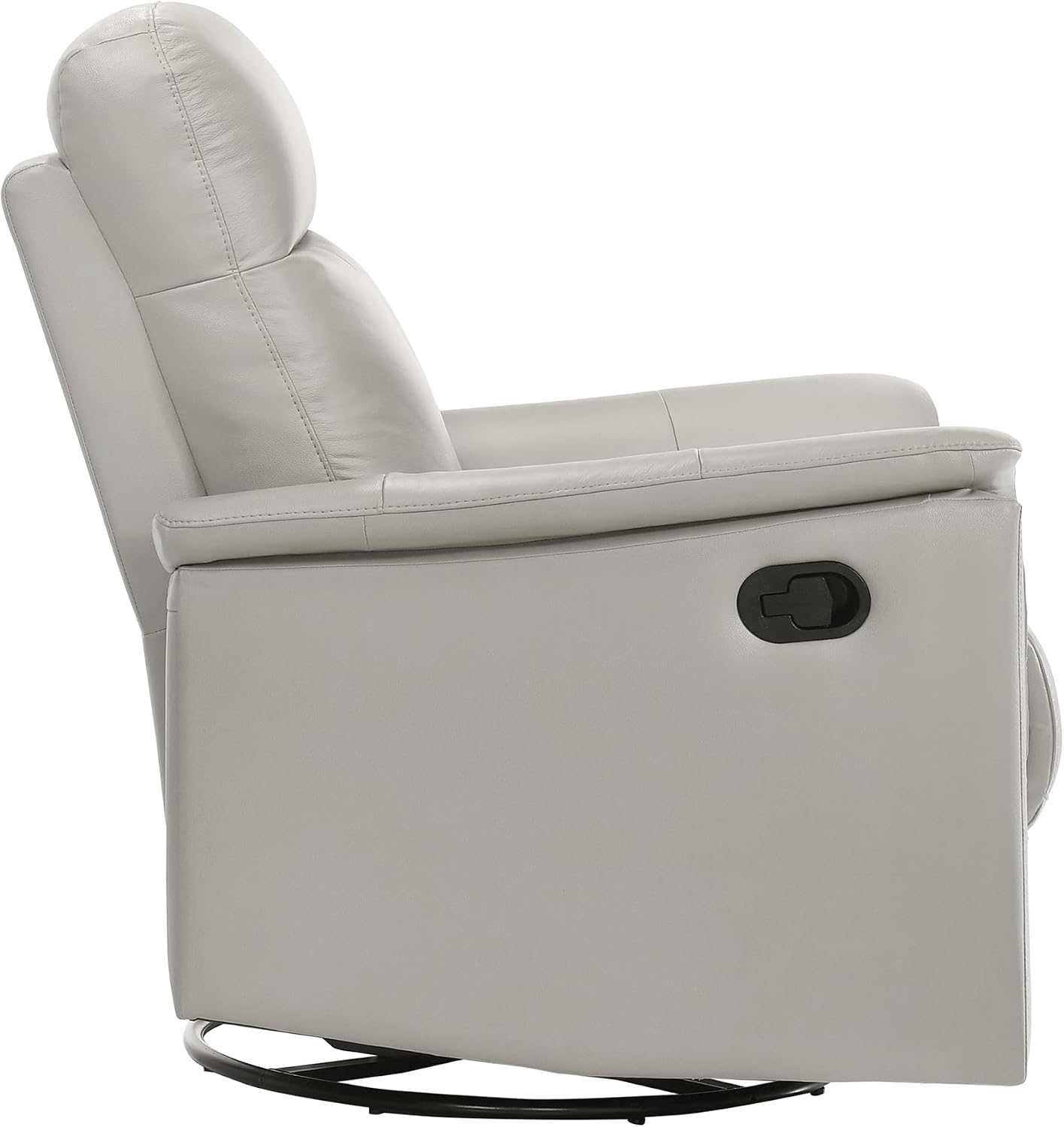 Lexicon Swivel Glider Recliner Chair, Comfy Nursery Glider, Top Grain Leather Match Recliner, Manual Reclining Chair for Living Room/Office/Apartment, Silver