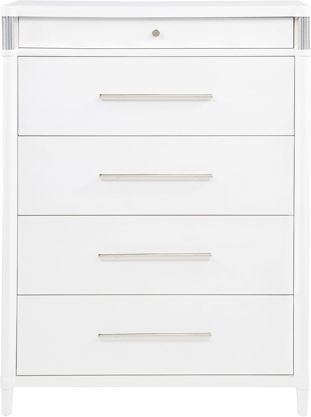 Coaster Home Furnishings - Gracemont - Wood - 5-Drawer Chest of Drawers with Bar Pull Handles, Rounded Corners, Metal Tube Accents and Felt-Lined Top - Bedroom - White - 225075