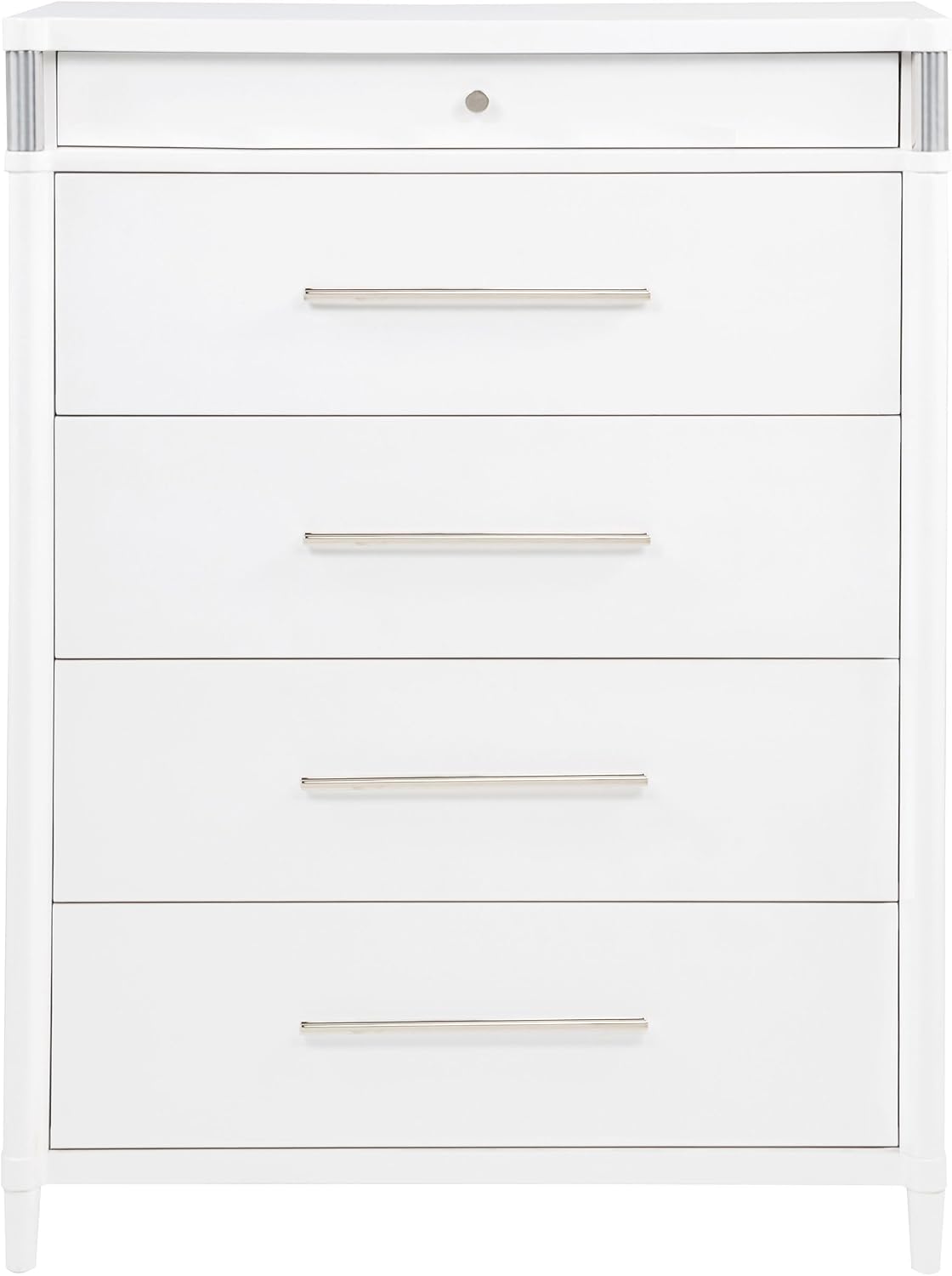 Coaster Home Furnishings - Gracemont - Wood - 5-Drawer Chest of Drawers with Bar Pull Handles, Rounded Corners, Metal Tube Accents and Felt-Lined Top - Bedroom - White - 225075