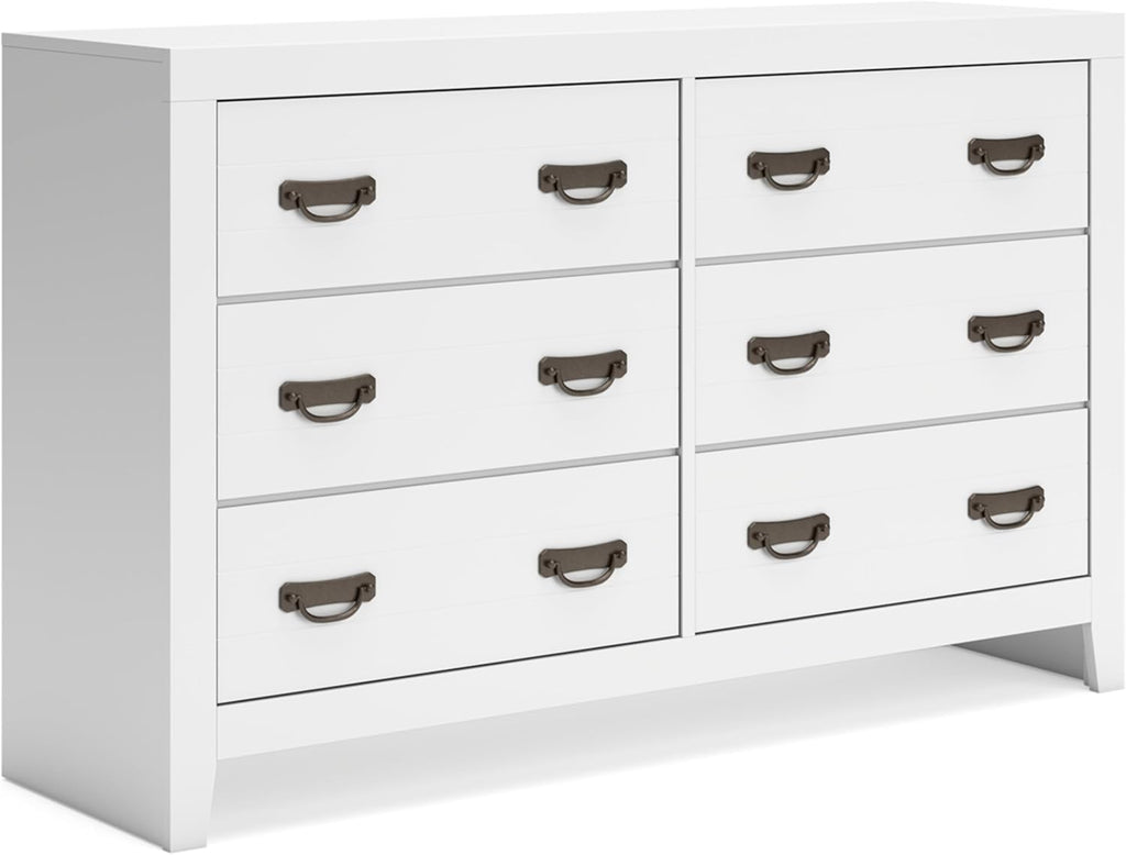 Signature Design by Ashley Binterglen Casual Coastal Six-Drawer Dresser with Dovetail Construction for Bedroom, White Finish, 57.13' W x 16.38' D x 35.5' H