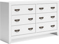 Signature Design by Ashley Binterglen Casual Coastal Six-Drawer Dresser with Dovetail Construction for Bedroom, White Finish, 57.13' W x 16.38' D x 35.5' H