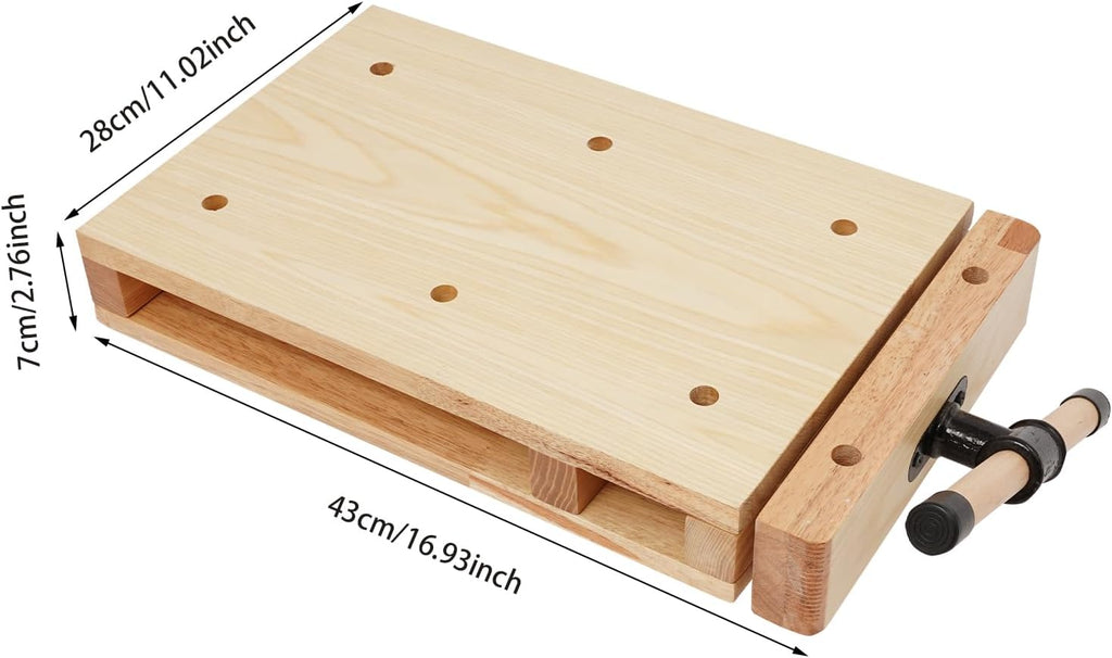 Portable Woodworking Bench with Adjustable Vise, Rubber Wood Workbench for DIY, Chiseling, Sawing, Planing, Compact Tabletop Workstation for Home & Workshop