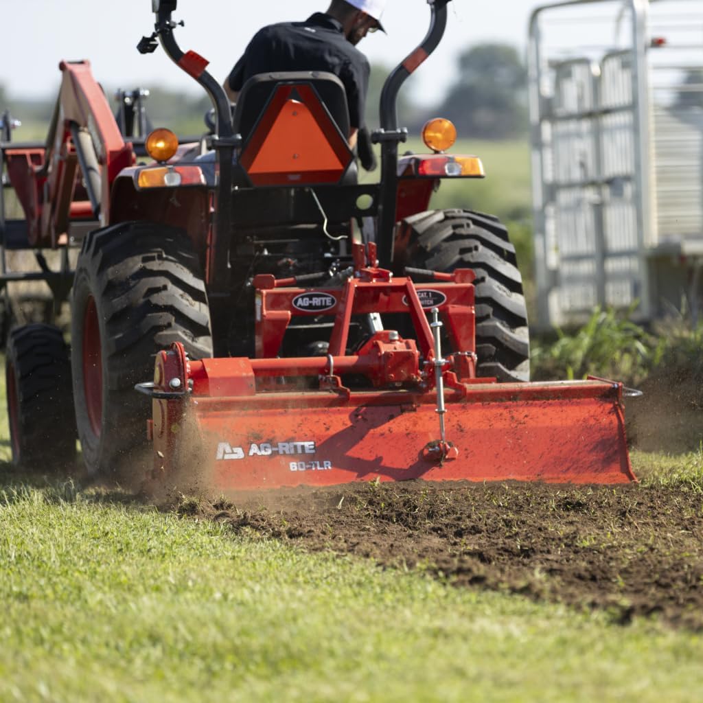 48-Inch Rotary Tiller with PTO | 540 RPM | Fits 20-35 HP Tractors | Heavy-Duty Gear-Driven PTO Tiller | Category 1 3-Point Hitch | 36 C-Shaped Tines for Food Plots & Landscaping