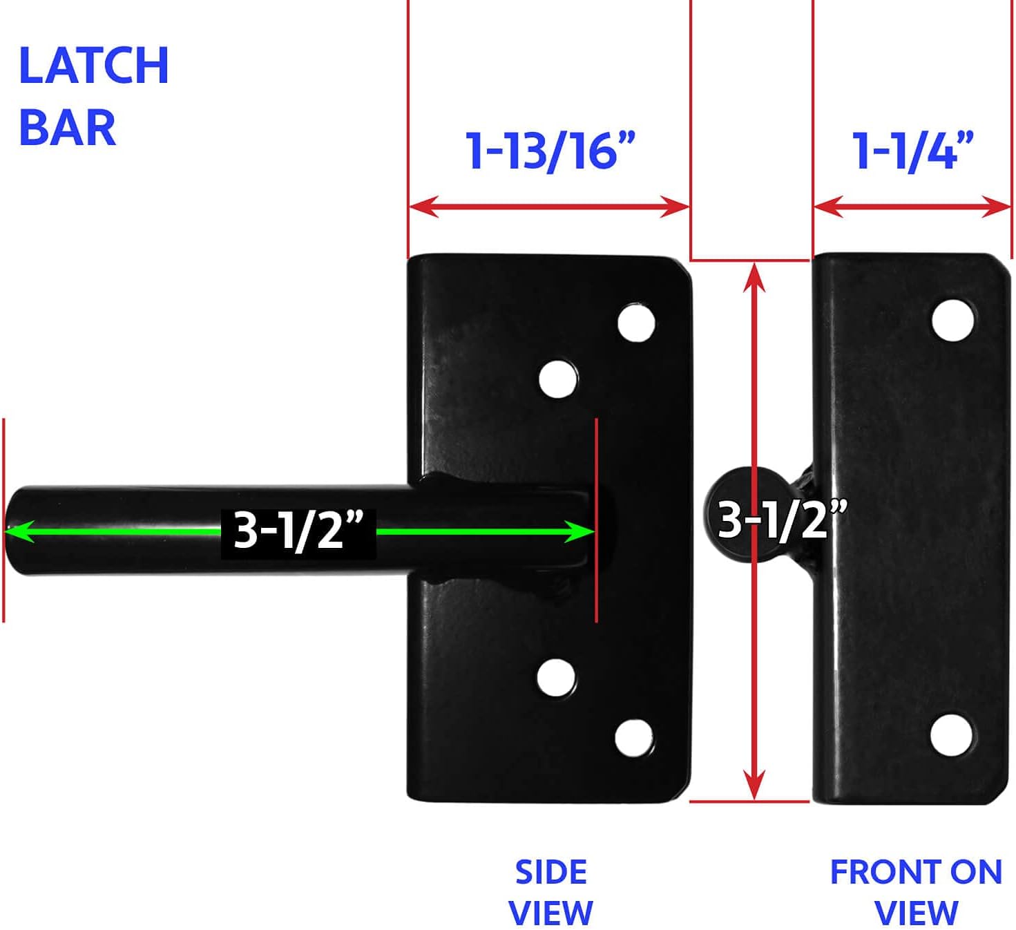Jake Sales - Stainless Steel Extended Gate Latch Black (for Vinyl, Wood, PVC etc Fencing) Fence Gate Latch w/Mount Hardware - CASE Qty 12