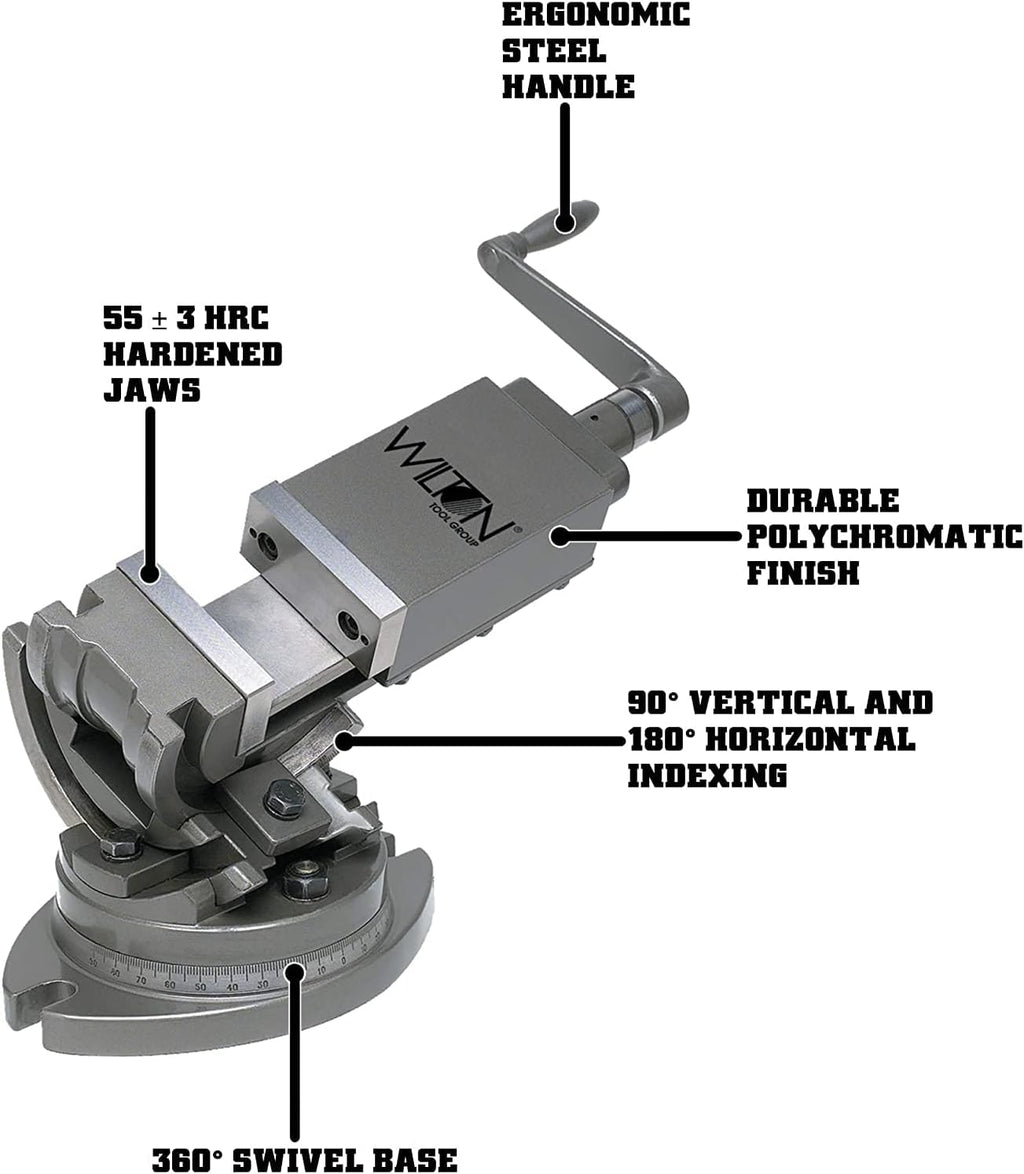 Wilton 3-Axis Precision Tilting Vise, 4' Jaw Width, 4' Opening, 1-1/2' Jaw Depth (Model TLT/SP-100)