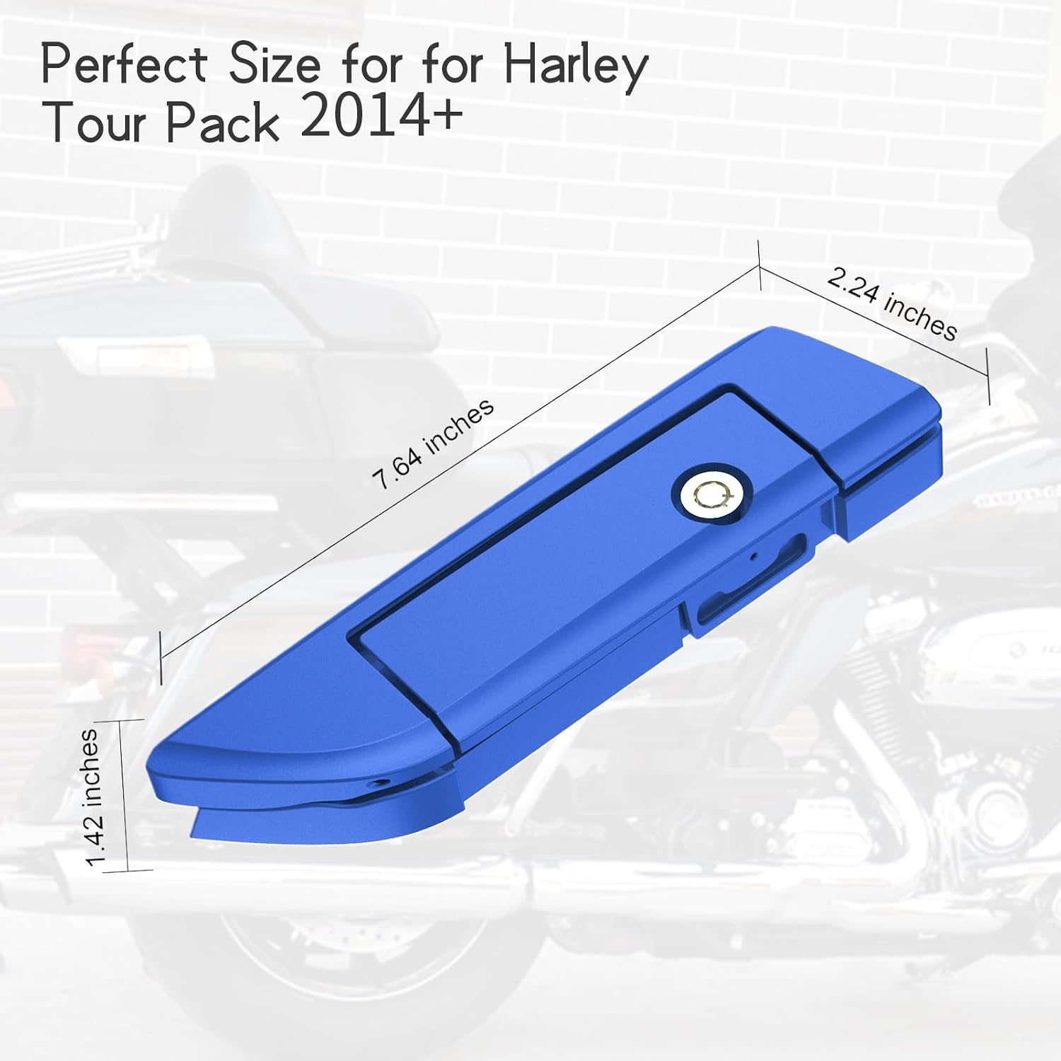 Tour Pack Latches Superior Blue,Tour Pack Trunk Lid Latch with Keys Fit for Harley Touring/Road King/Road Glide/Street Glide/Electra Glide/Ultra-Classic 2014+