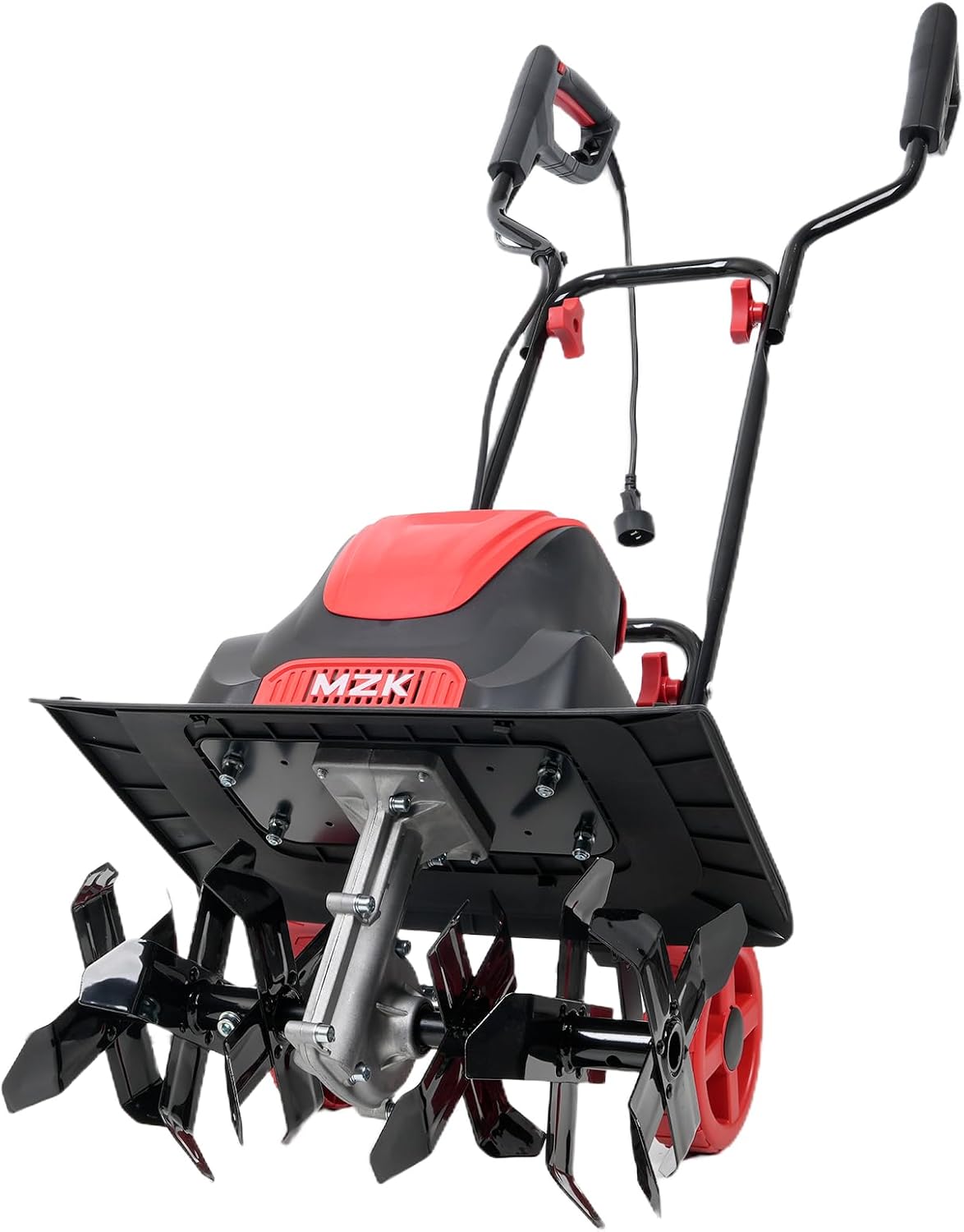 MZK 16-Inch 13.5-Amp Corded Electric Tiller/Cultivator, 8-inch tillling Depth with Adjustable Wheels, Foldable Electric Rototiller for Lawn/Yard/Garden Soil Digging,TC16A08