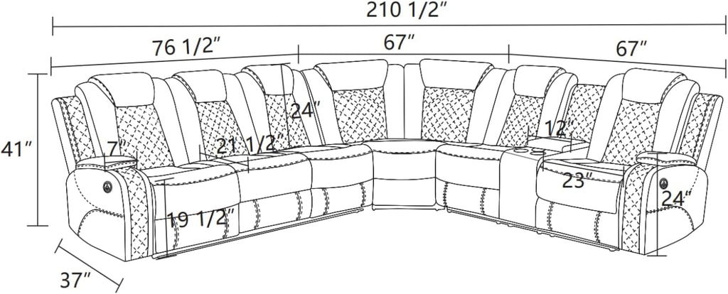 Reclining Sectional, Power Sectional Couch, Leather Sofa Set for Living Room, Comfy Home Theater Seating with USB 2.0 Charging Ports, LED Light Strips, Fold-Down Table & Cupholders (Red, 3-Piece)