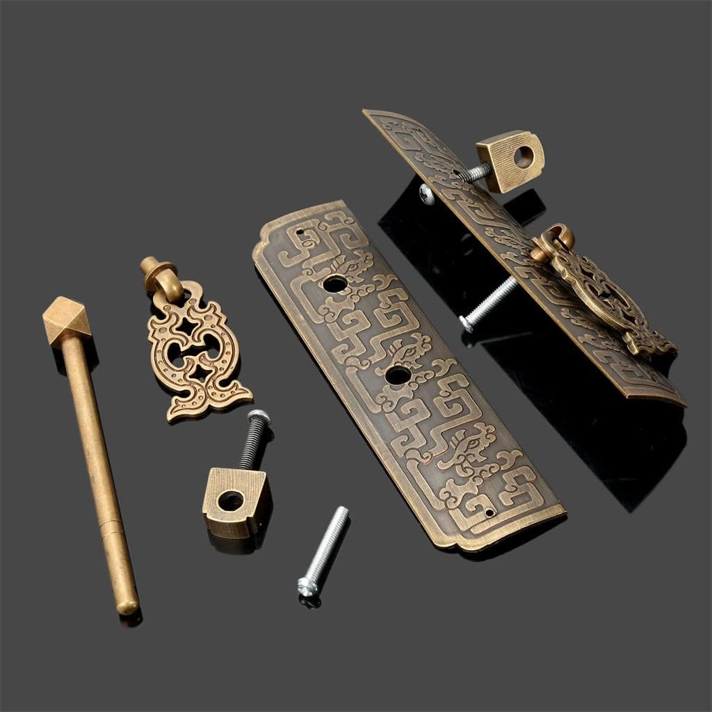 Antique Cabinet Padlock Classic Door Latch Furniture Hardware Brass Decorative Handle