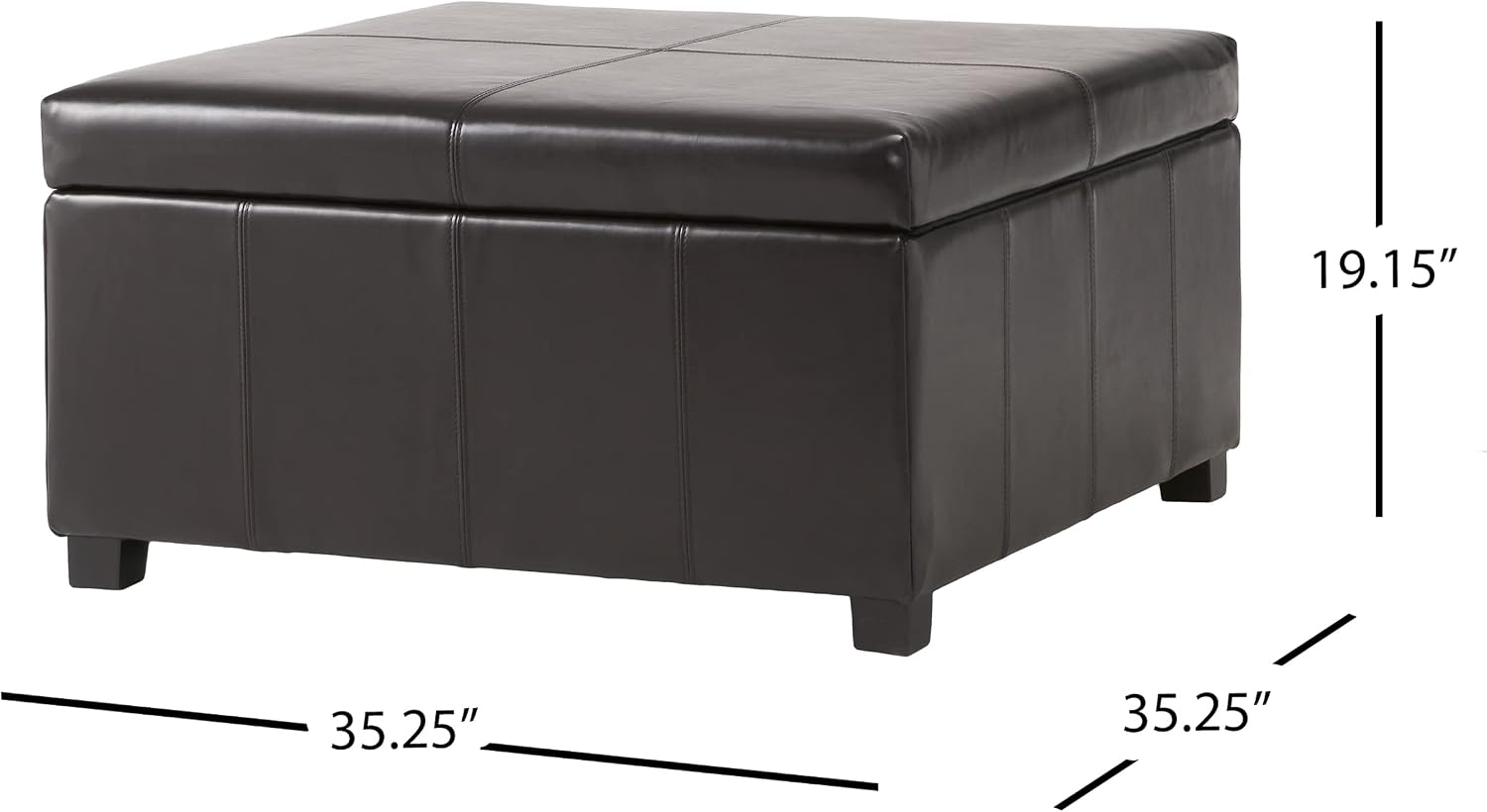 Christopher Knight Home Living Berkeley Brown Leather Square Storage Ottoman, Espresso