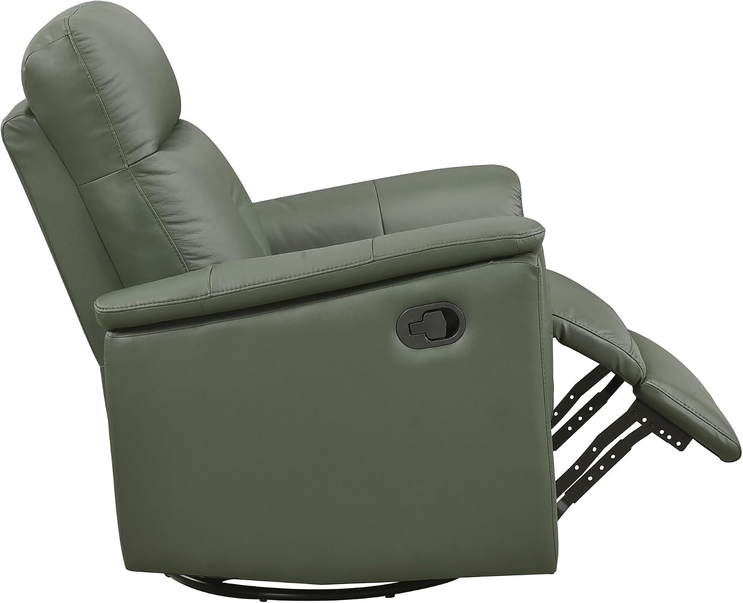Lexicon Swivel Glider Recliner Chair, Comfy Nursery Glider, Top Grain Leather Match Recliner, Manual Reclining Chair for Living Room/Office/Apartment, Green