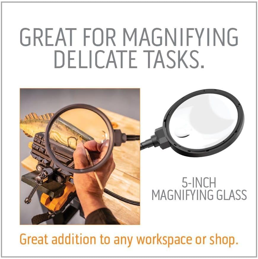 WORK IQ TOOLS IQ Connect | Hands-Free Accessory System with 3 Bench Mounts | Includes Magnifying Glass, Rechargeable Work Light & Cell Phone Holder | Work Bench Accessories Compatible with IQ Vise