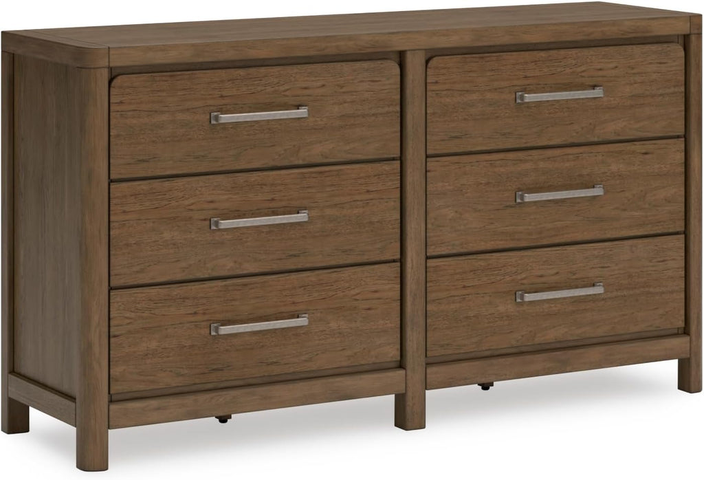 Signature Design by Ashley Cabalynn Casual 6 Drawer Dresser with Felt-lined Top Drawer for Bedroom, Light Brown