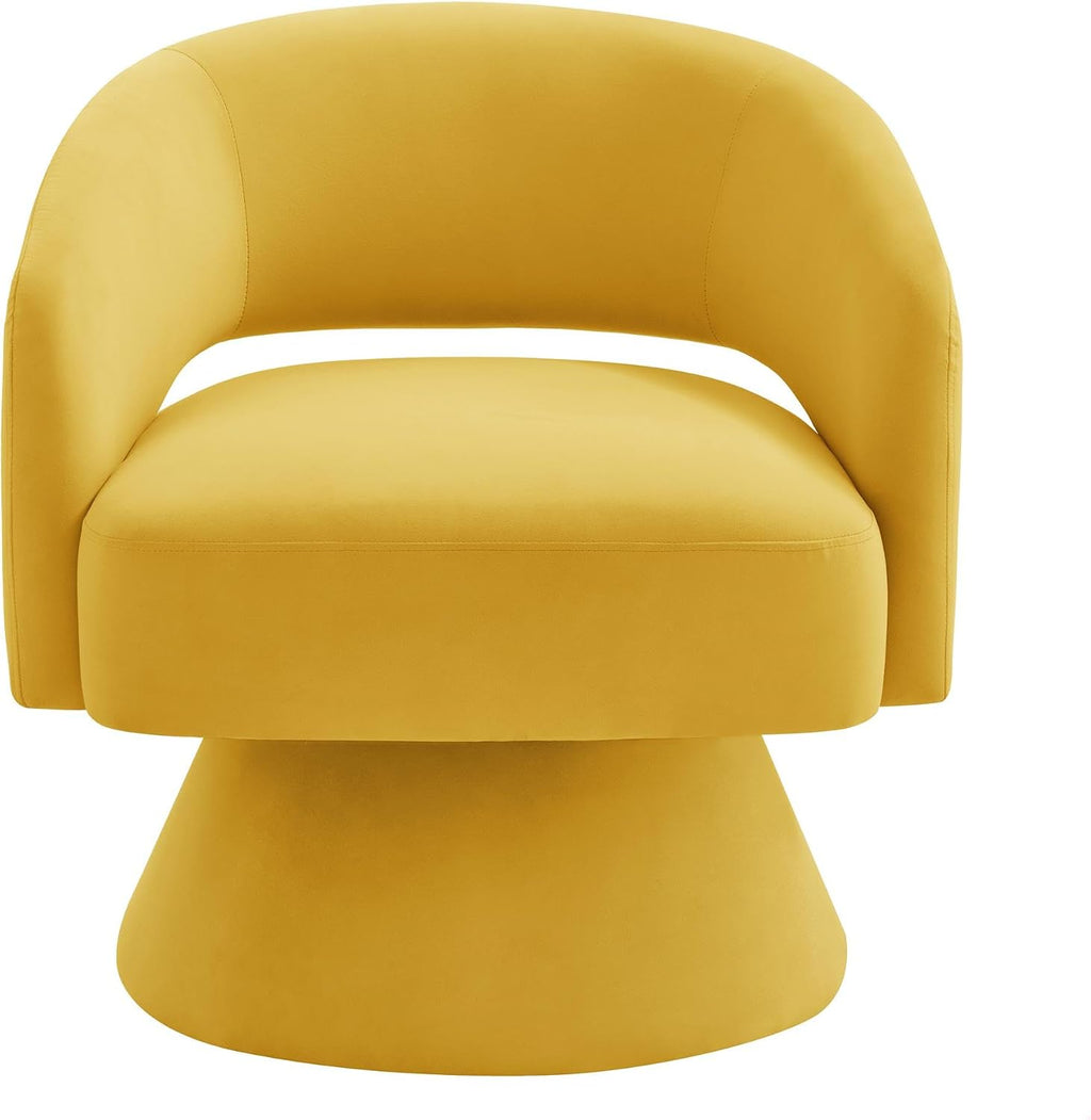 GDFStudio Swivel Barrel Chair Accent Arm Chair for Living Room Upholstered Velvet Round Reading Armchair Modern 360 Degree Comfy Swivel Chair with Open Backrest for Bedroom Office, Yellow