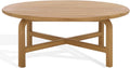 SAFAVIEH Couture Outdoor Patio Furniture Collection – Rogers Natural Teak Solid Wood Round Slatted Coffee Table, Modern Outdoor Living (CPT2015)