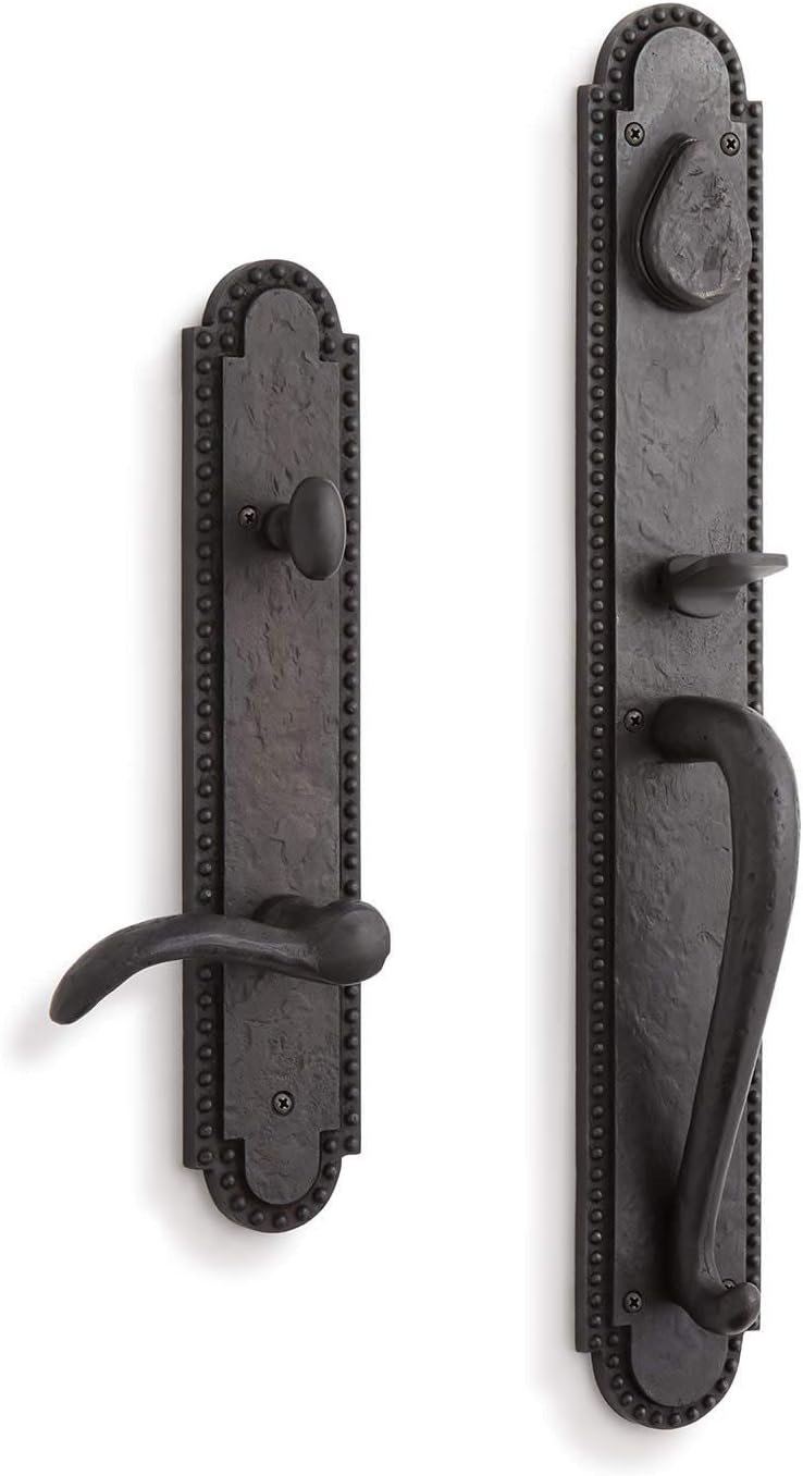 Signature Hardware 441554 Marconi Right Handed Solid Bronze Full Plate Keyed Entry Single Cylinder Door Handleset with Interior Lever and 2-3/8' Backset