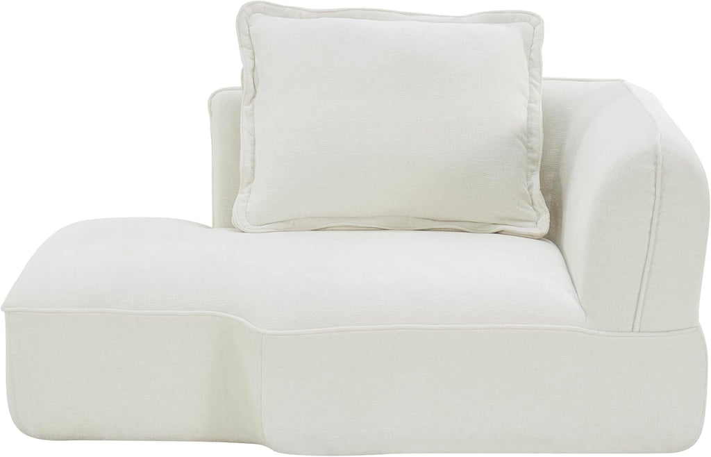 Christopher Knight Home Zacha 121' Modular L-Shape Sofa Couch with Chaise Lounge, Modern Boneless Sofa for Living Room, Fabric Upholstered Cloud Couch with Deep Seat, Milky White