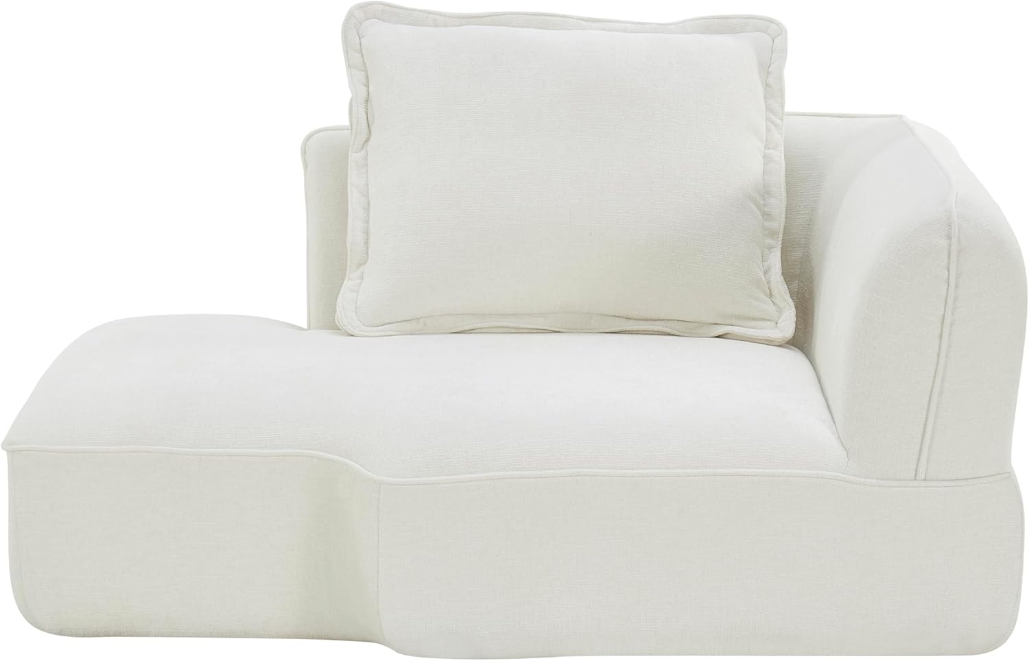 Christopher Knight Home Zacha 121' Modular L-Shape Sofa Couch with Chaise Lounge, Modern Boneless Sofa for Living Room, Fabric Upholstered Cloud Couch with Deep Seat, Milky White