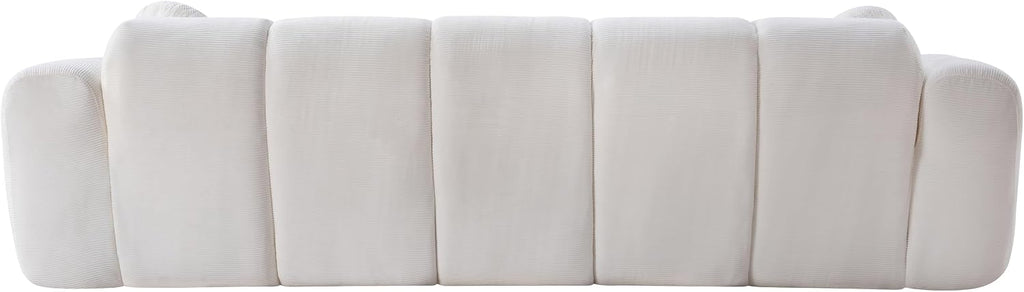 98.4-Inch Oversized Boneless Cloud Couches Deep Seat Foam Sofa Couch with 2 Round Toss Pillows, Luxury Corduroy Upholstered 3 Seat Tufted Loveseat, Cloud Sofa in a Box