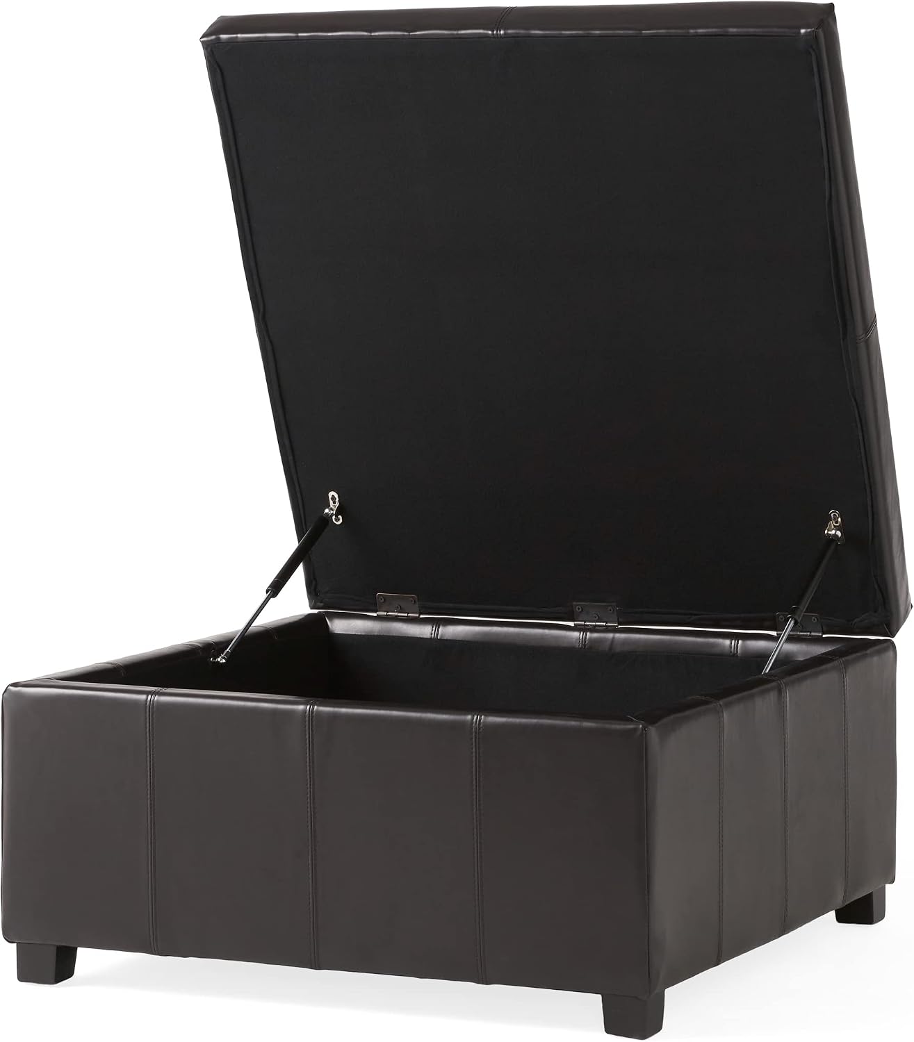 Christopher Knight Home Living Berkeley Brown Leather Square Storage Ottoman, Espresso