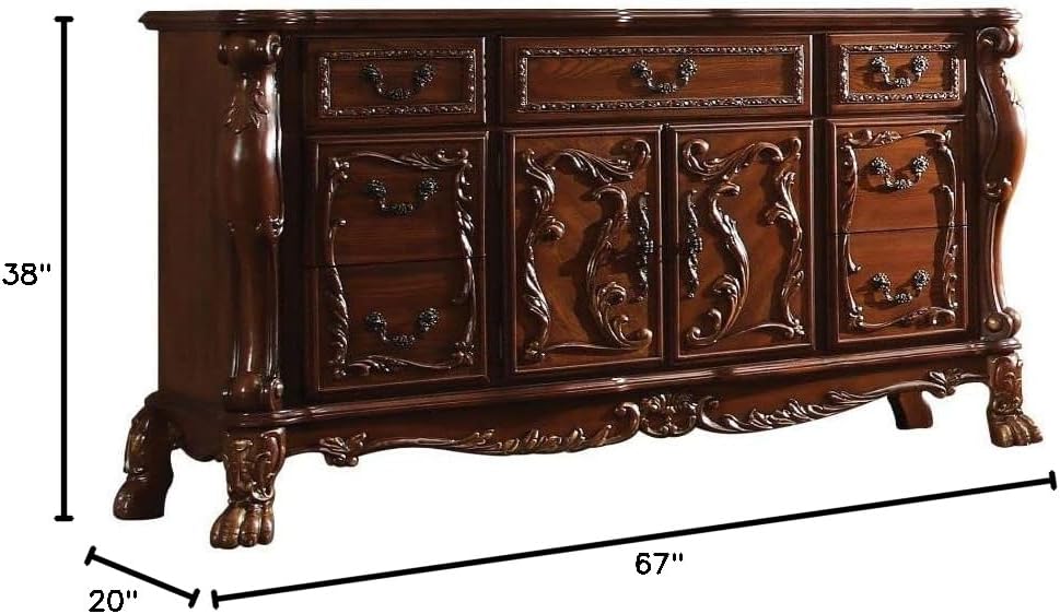 Acme Dresden 7 Drawers Dresser and Server in Cherry Oak