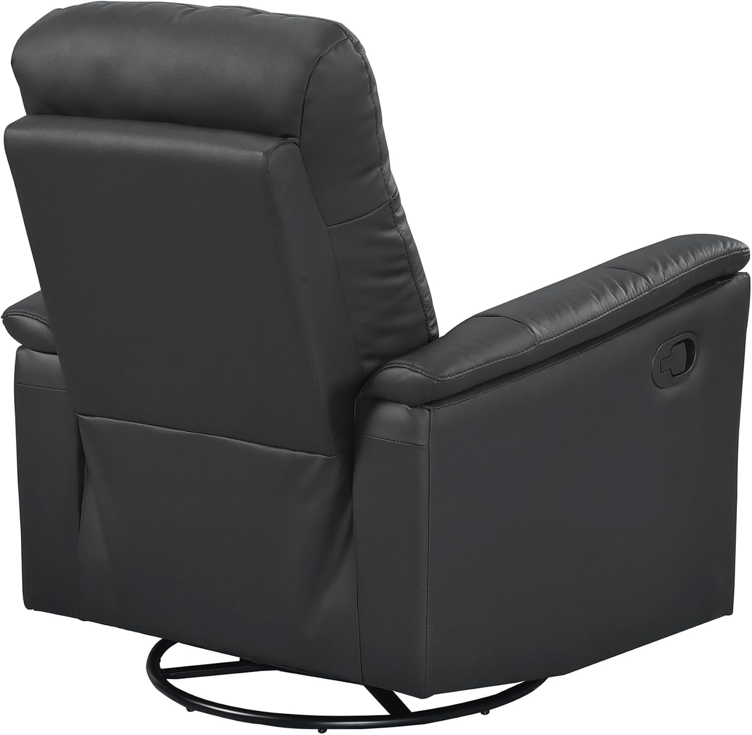 Lexicon Swivel Glider Recliner Chair, Comfy Nursery Glider, Top Grain Leather Match Recliner, Manual Reclining Chair for Living Room/Office/Apartment, Black