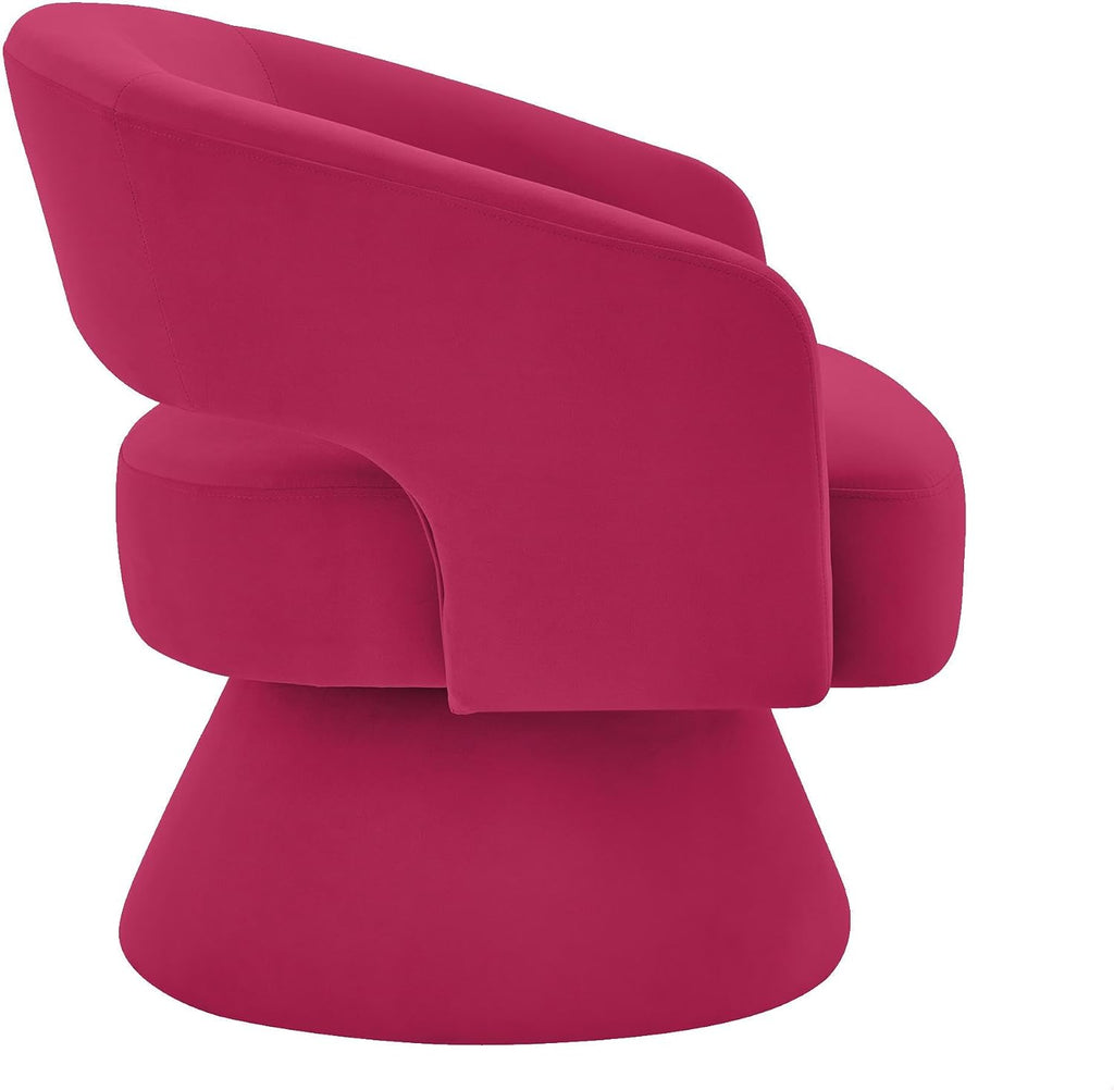 GDFStudio Swivel Barrel Chair Accent Arm Chair for Living Room Upholstered Velvet Round Reading Armchair Modern 360 Degree Comfy Swivel Chair with Open Backrest for Bedroom Office, Rose Pink