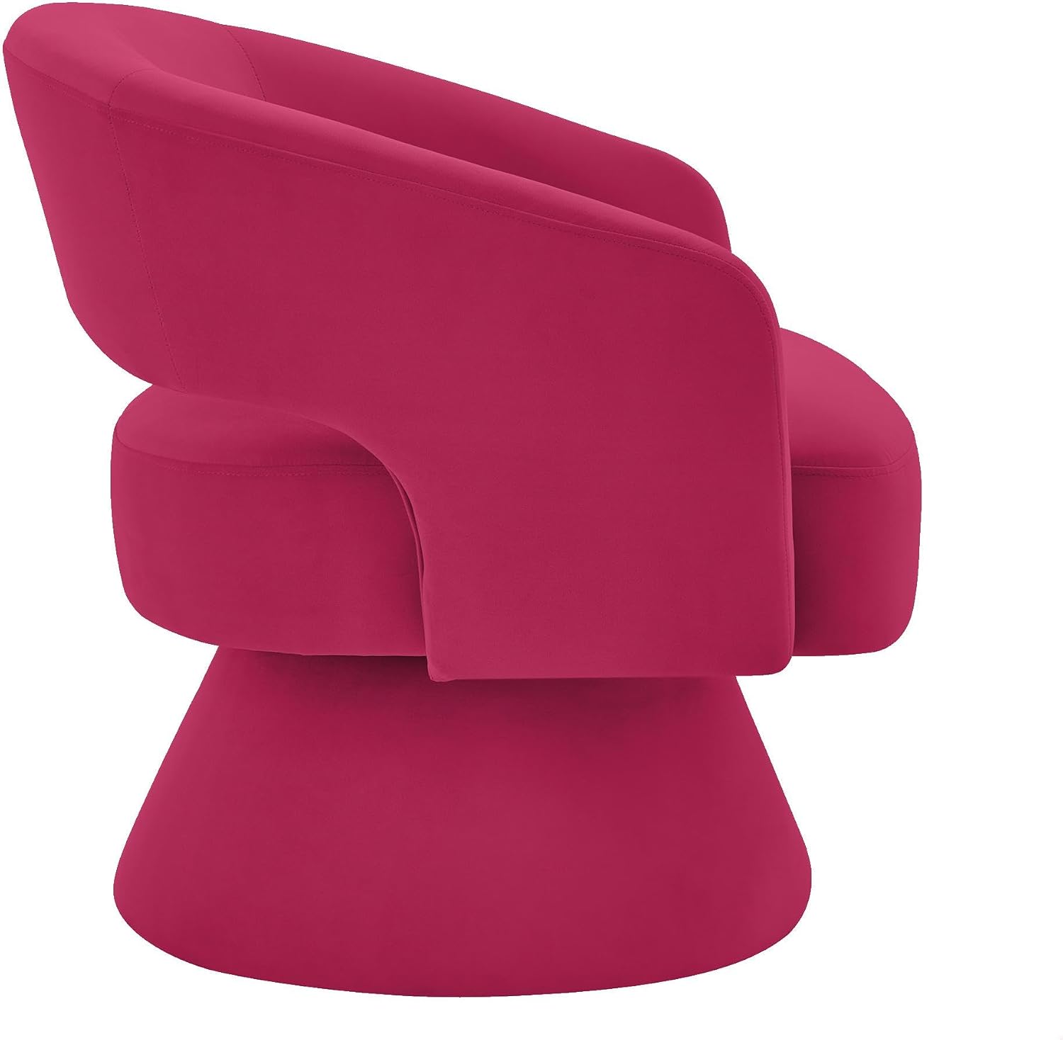 GDFStudio Swivel Barrel Chair Accent Arm Chair for Living Room Upholstered Velvet Round Reading Armchair Modern 360 Degree Comfy Swivel Chair with Open Backrest for Bedroom Office, Rose Pink