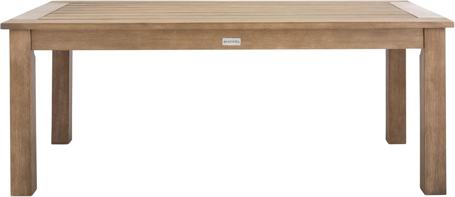 SAFAVIEH Couture Outdoor Patio Furniture Collection – Santa Cruz Coffee Table, Natural Eucalyptus Wood Slatted Top, Modern Outdoor Accent Table (CPT1016A)
