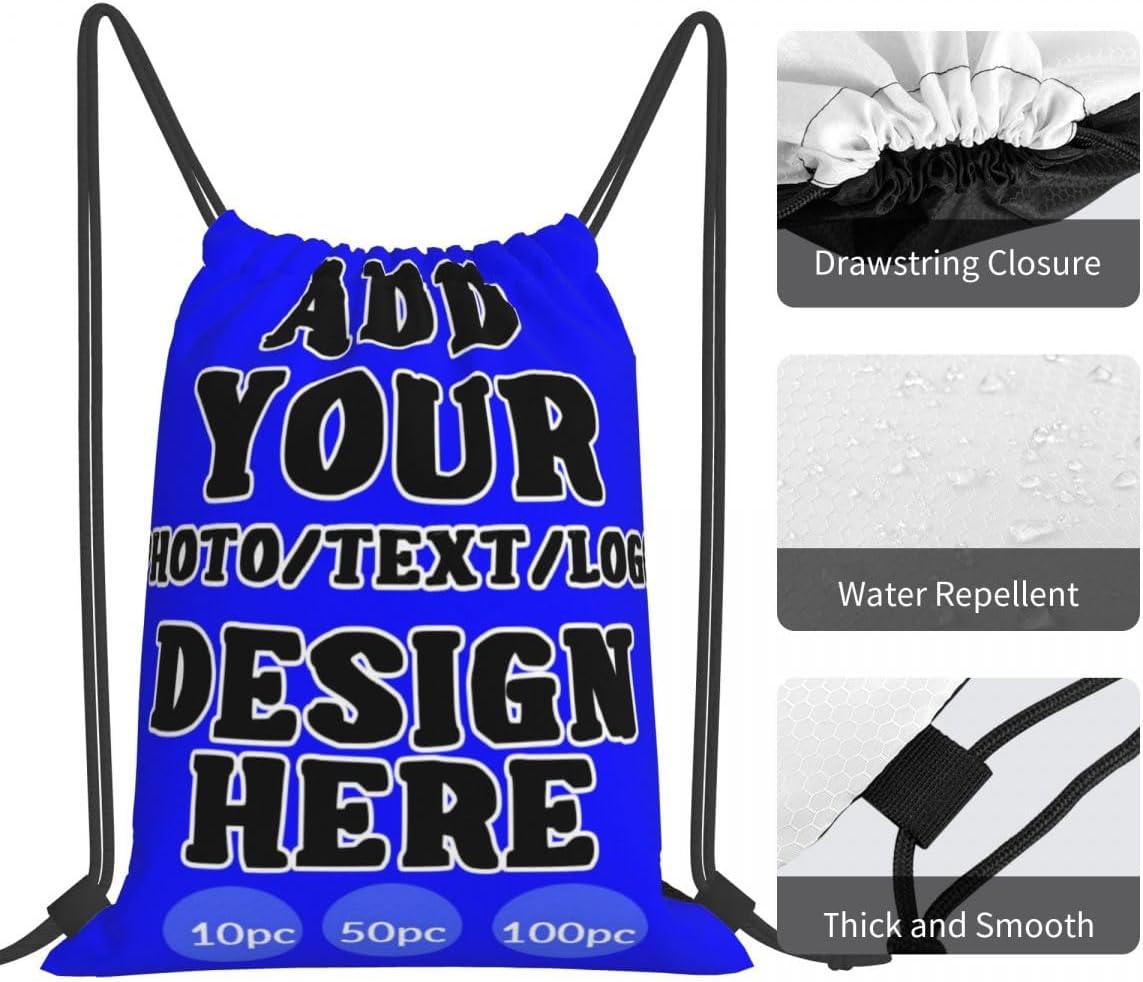 Custom Drawstring Backpack Set Of 10/50/100 Personalized Draw String Back Bag With Your Logo for Gym, Travel & Everyday Style09