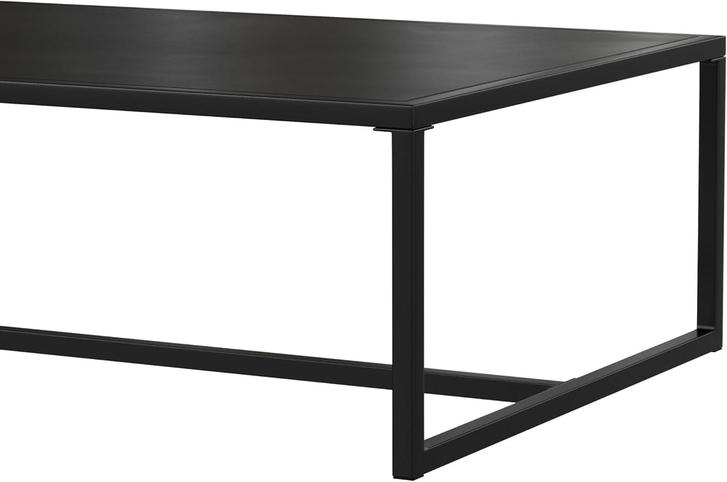 Flash Furniture Brock Commercial Grade Steel Modern Patio Coffee Table, Rectangular Outdoor Coffee Table with Textured Top and Square Leg Frame, Black