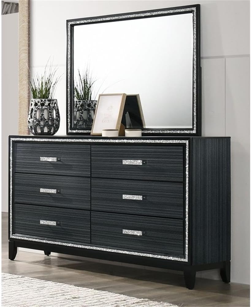 Acme Haiden Rectangular Wood Frame Dresser Mirror in Weathered Black