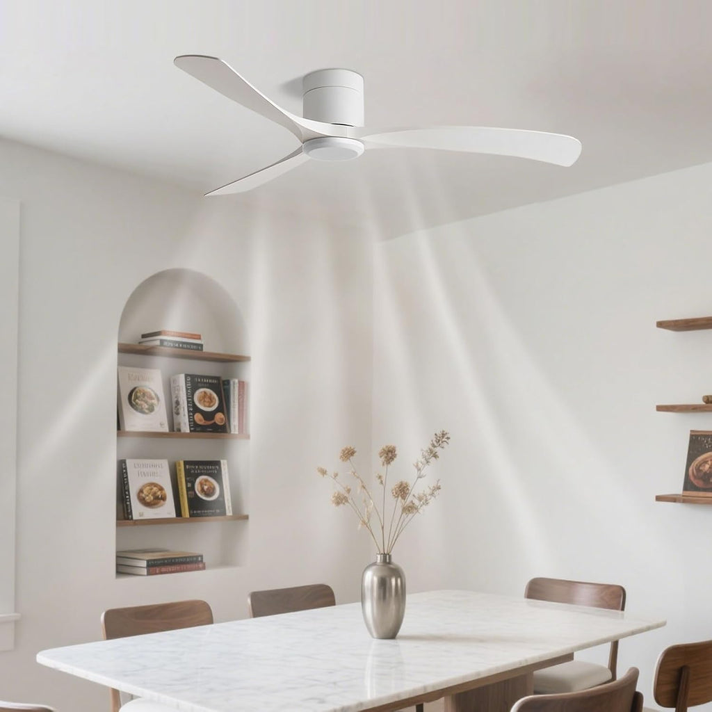 Flush Mount Ceiling Fan No Light Modern Quiet 46in Ceiling Fans with Remote Control 6 Speeds Low Profile Ceiling Fan Without Light 3 Blades for Bedroom Living Room Restaurant Patio Indoor