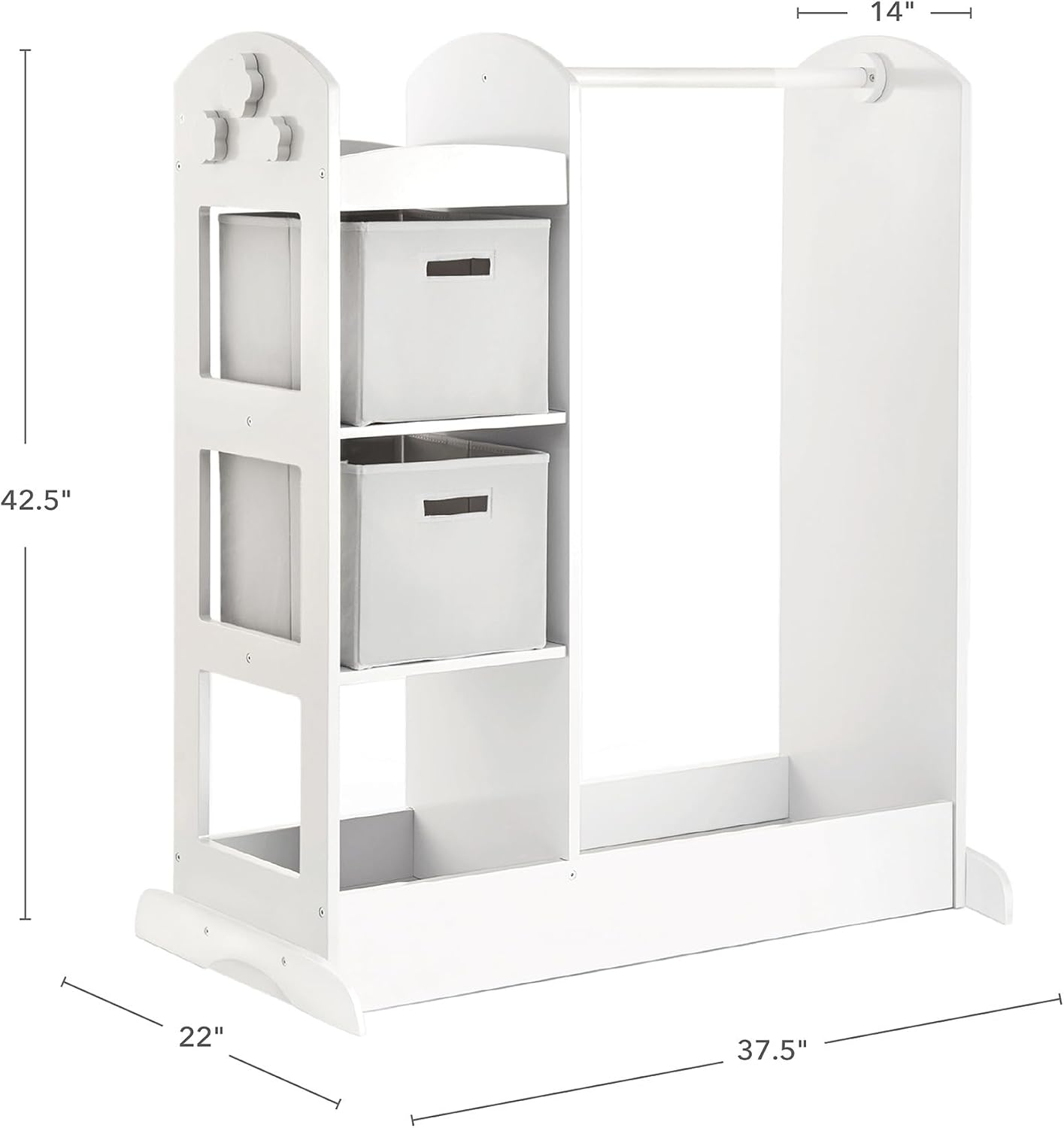 Guidecraft See and Store Dress-up Center – White: Pretend Play Costume Storage Wardrobe for Kids with Mirror & Shelves, Armoire with Bottom Tray, Toddlers Room Furniture