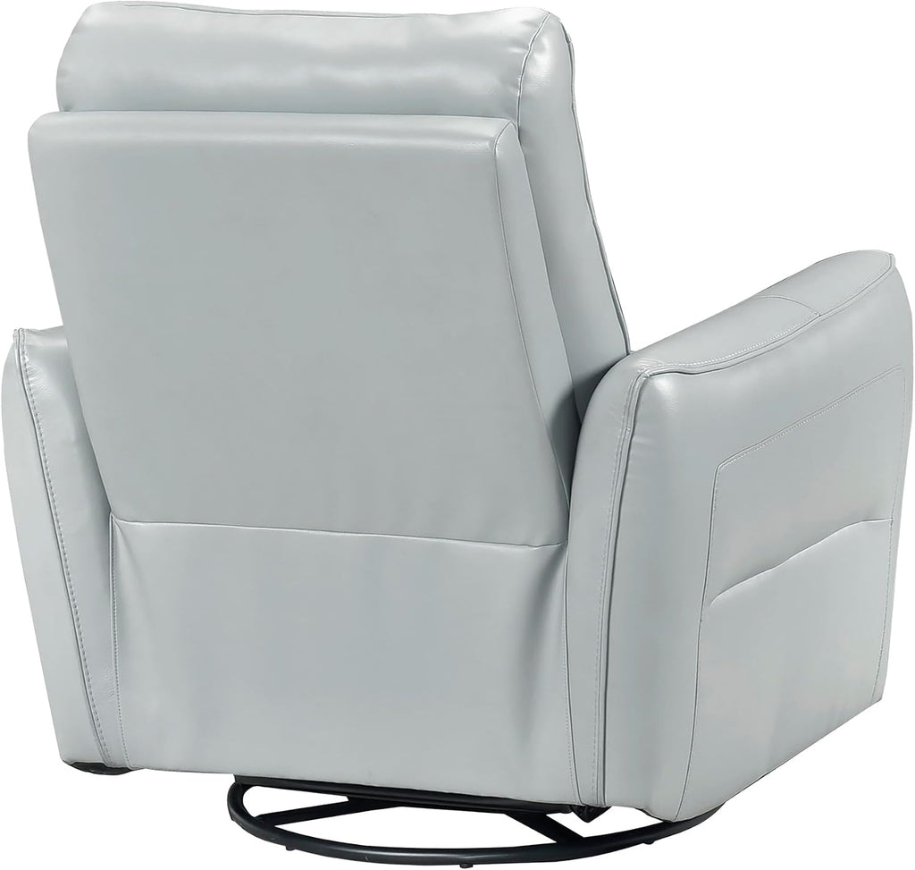Lexicon Swivel Glider Reclining Chair, Top Grain Leather Match Manual Recliner, Comfy Nursery Glider Recliner, Swivel Reclining Chair for Living Room/Office/Bedroom/Apartment, Aqua