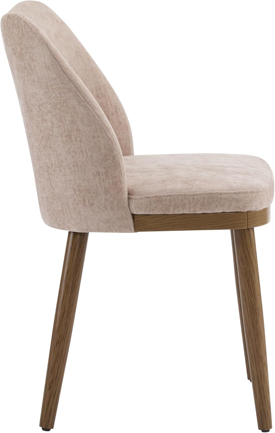 Christopher Knight Home Set of 2 Ringo Fabric Upholstered Dining Chairs, Rubberwood Frame, Curved Backrest,Foam-Filled Cushion, Armless Accent Chair/Side Chair, Dining Room/Kitchen, Apricot+Walnut