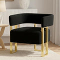 AODAILIHB Modern Accent Chair, Black Teddy Fleece Upholstered Barrel Chairs with Gold Metal Legs - Upholstered Armchairs for Living Room, Bedroom, Lounge & Waiting Room