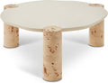 Meridian Furniture 99037-CT Thor Collection Modern | Contemporary Coffee Table with Rich Burl Veneer Legs, White Resin Top, 37.5' W x 37.5' D x 16' H