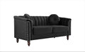 Container Furniture Tufted Velvet Sofa with Removable Cushions and Turned Wood Legs, Elegant Living Room Furniture for The Modern Home, 61.4 Inch Loveseat, Black
